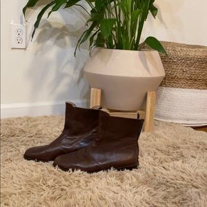 Brown Leather Booties - Handmade 8.5 Women’s